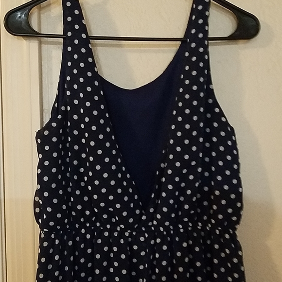 Lucid Pink Navy W/White Polka Dots High Low Dress - Picture 5 of 6